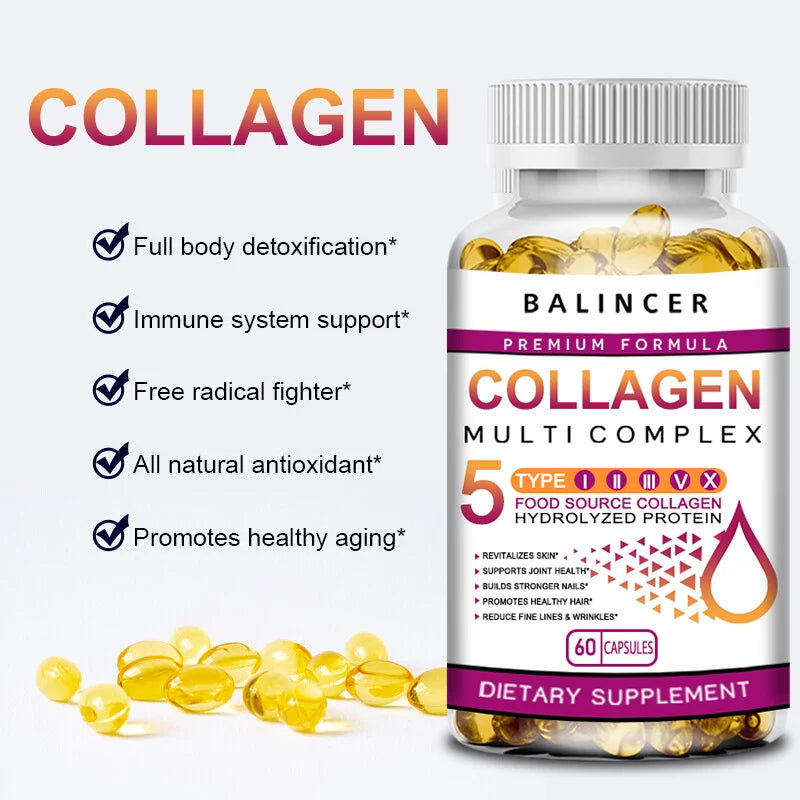 Peptide de collagène multi-cheveux, peau et ongles, supplément de santé digestif et articulaire, collagène hydrolysé, 120 gélules