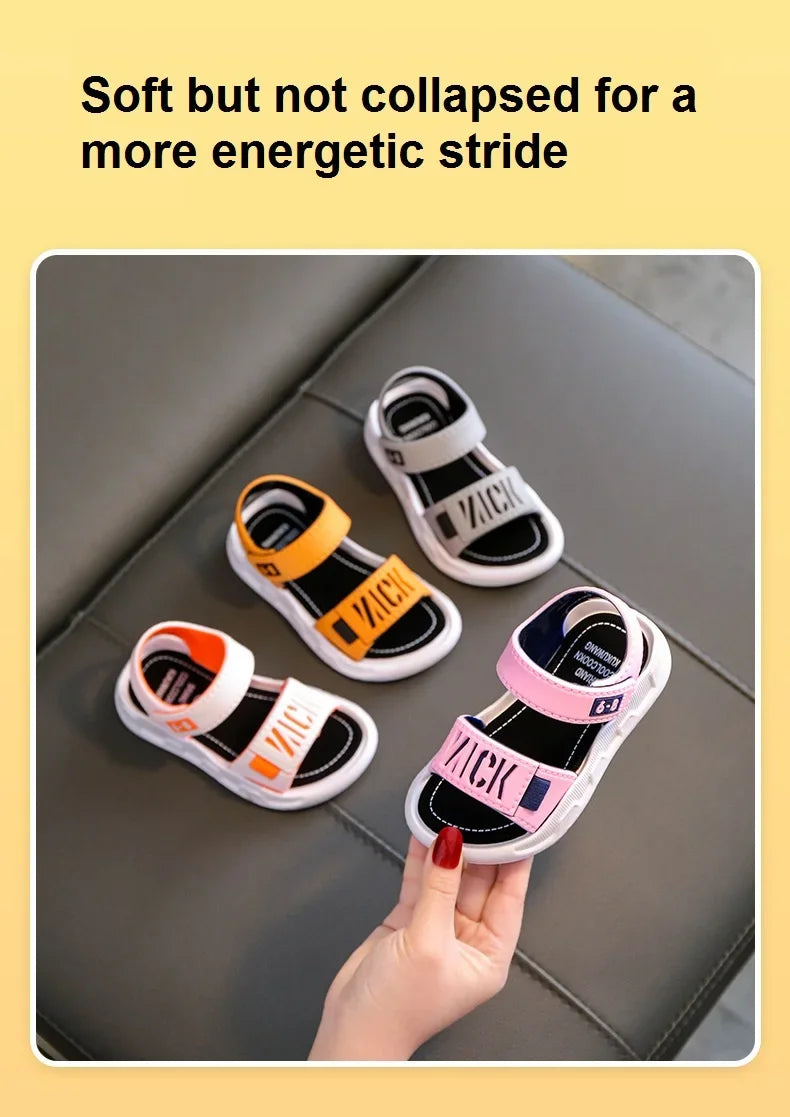 Sandales pour enfants étudiants chaussures antidérapantes simples généreux garçons filles sandales porter et hors facile fond souple enfants chaussures décontractées