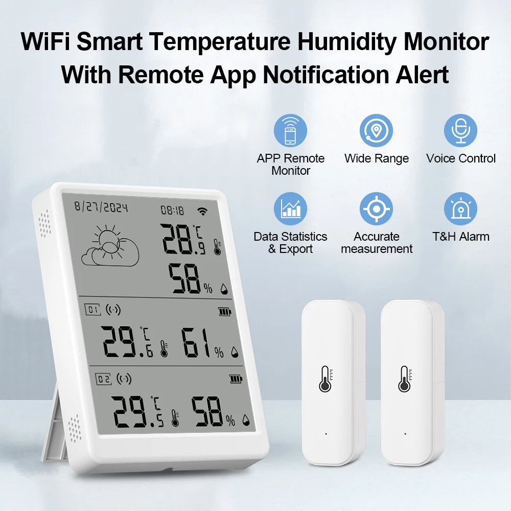 Tuya – Station météo WiFi, capteur de température, Kit thermohygromètre intelligent, passerelle Wi-Fi et thermohygromètre 433mhz avec alerte par application