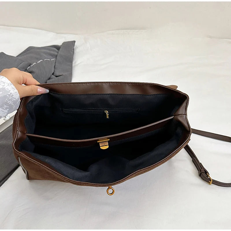 Sac à main de luxe pour femmes, café violet, marque avancée, Simple, fourre-tout en daim givré, sac à bandoulière de voyage pour banlieue