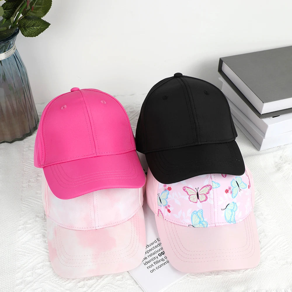Casquette de Baseball pour Enfant Fille et Garçon, Chapeau de Soleil, Dos Creux, Queue de Cheval, Snapback Hip Hop, Os Réglables