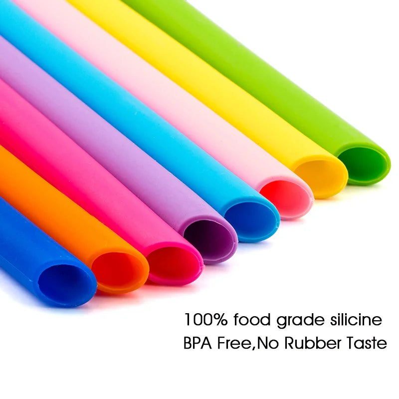 Pailles à boire réutilisables en silicone de qualité alimentaire, pliables et flexibles, avec brosses pour livres, fournitures de fête pour bar, recyclables