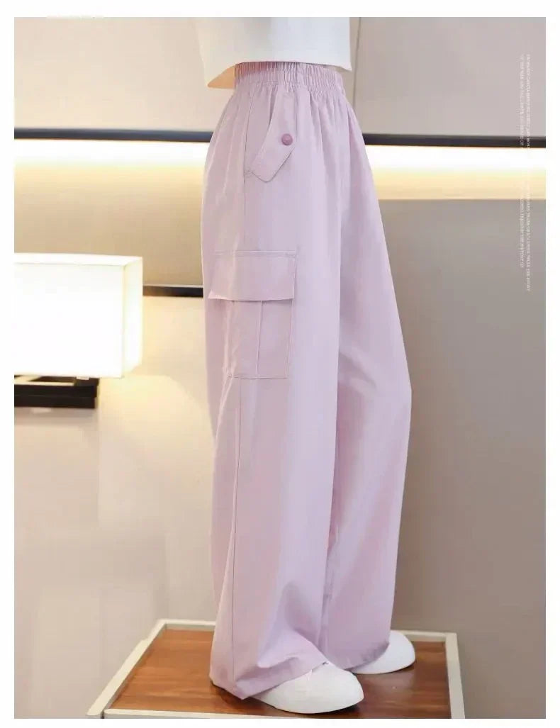 1 pièces filles vêtements pantalons filles à jambes larges enfants glace soie salopette nouveau anti-moustique pantalon sport Style vêtements porter à l'extérieur