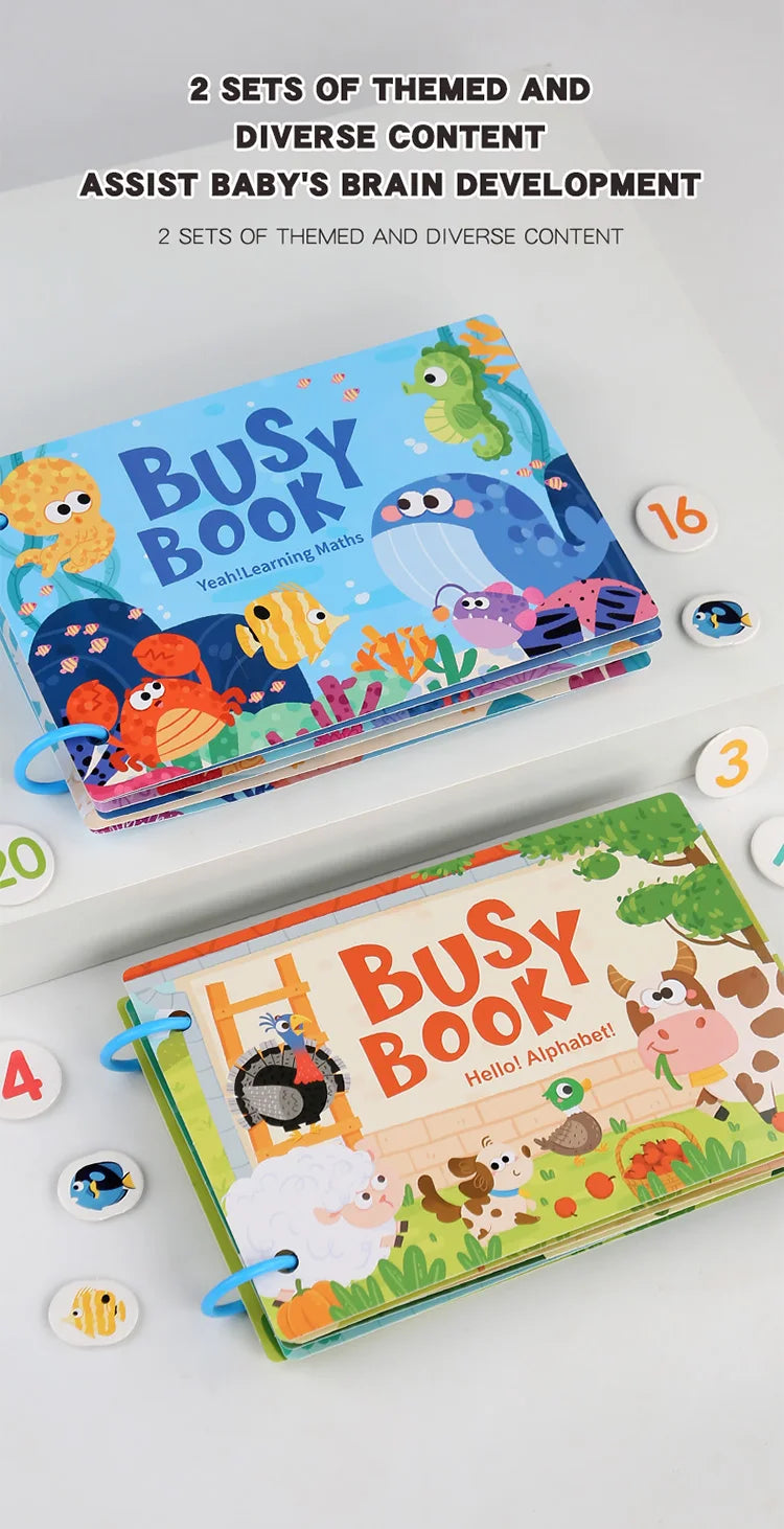 Livre Montessori pour bébé, mon premier livre silencieux, jouet éducatif pour l'apprentissage précoce, jeu assorti pour bébés de 2 à 3 ans