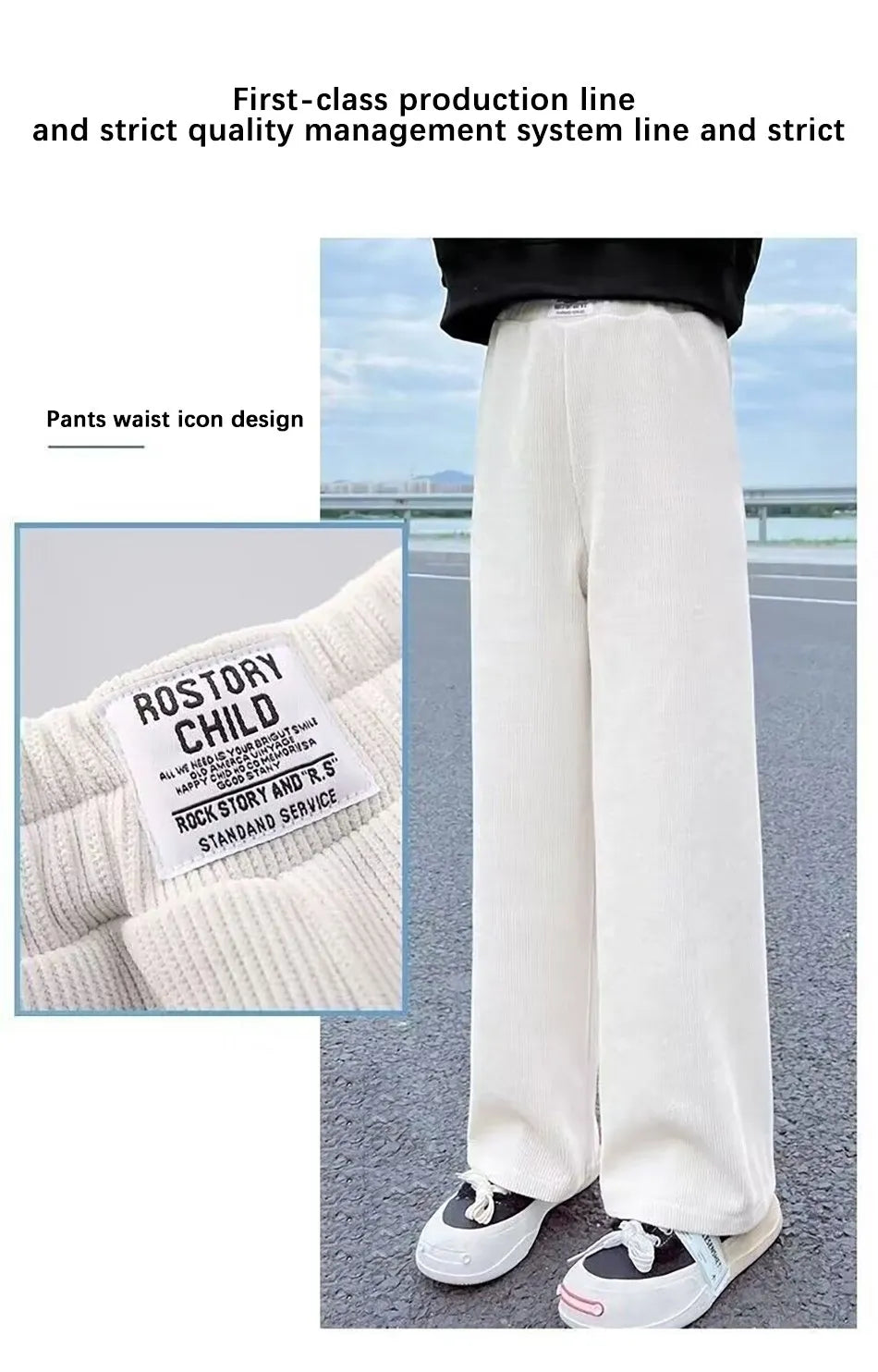 Pantalons à jambes larges pour filles, en velours côtelé, décontractés, à jambes droites, tendance, pantalons longs amincissants, nouvelle collection printemps et automne