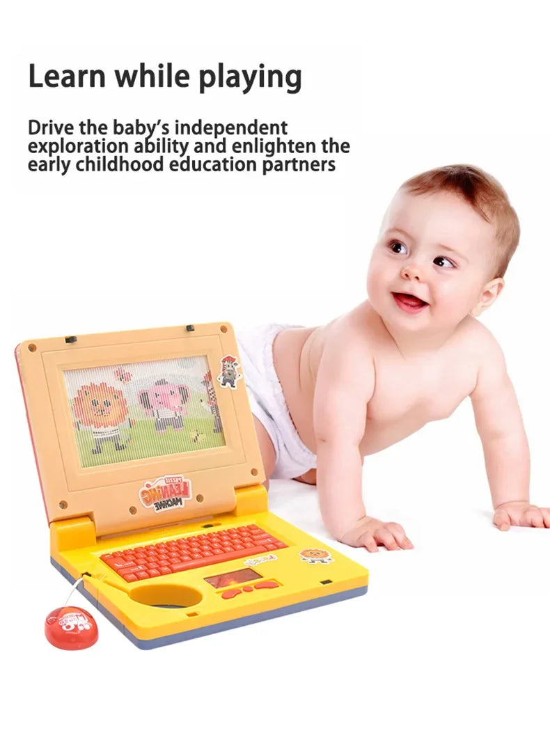 Machine d'apprentissage de Puzzle pour tout-petits, faux ordinateur portable de dessin animé avec musique légère, souris, Simulation d'ordinateur, jouets éclairants, cadeaux pour enfants