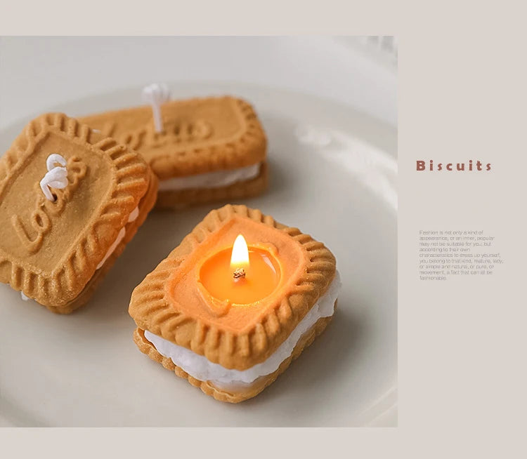 Cute handmade biscuit-shaped scented candle, for aromatherapy, soy wax, for weddings, birthdays, parties, and home decoration