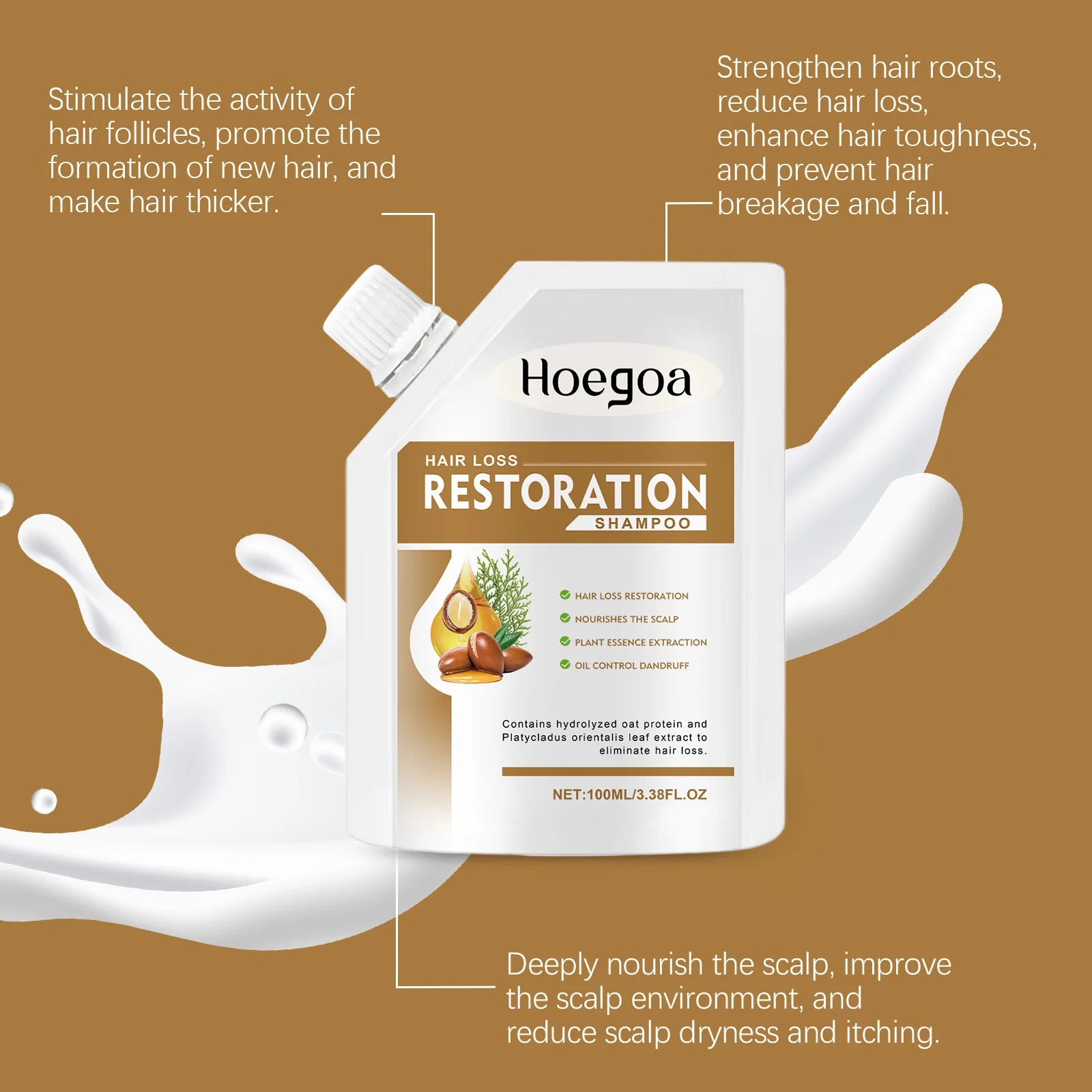 Shampoing Anti-perte de cheveux pour la croissance des cheveux, follicules nourrissantes, soulagement des démangeaisons du cuir chevelu, frisottis secs, pointes fourchues, réparation des cheveux endommagés