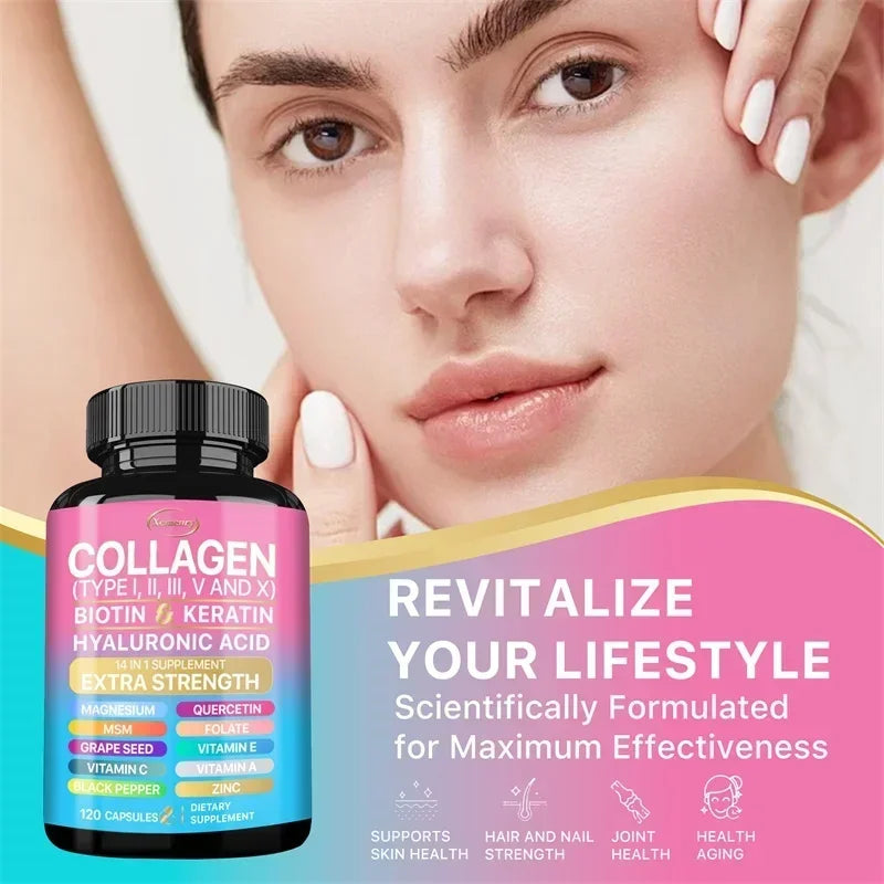 Supplément de collagène - Soutient la santé de la peau, augmente l'immunité et maintient le bien-être global, anti-âge