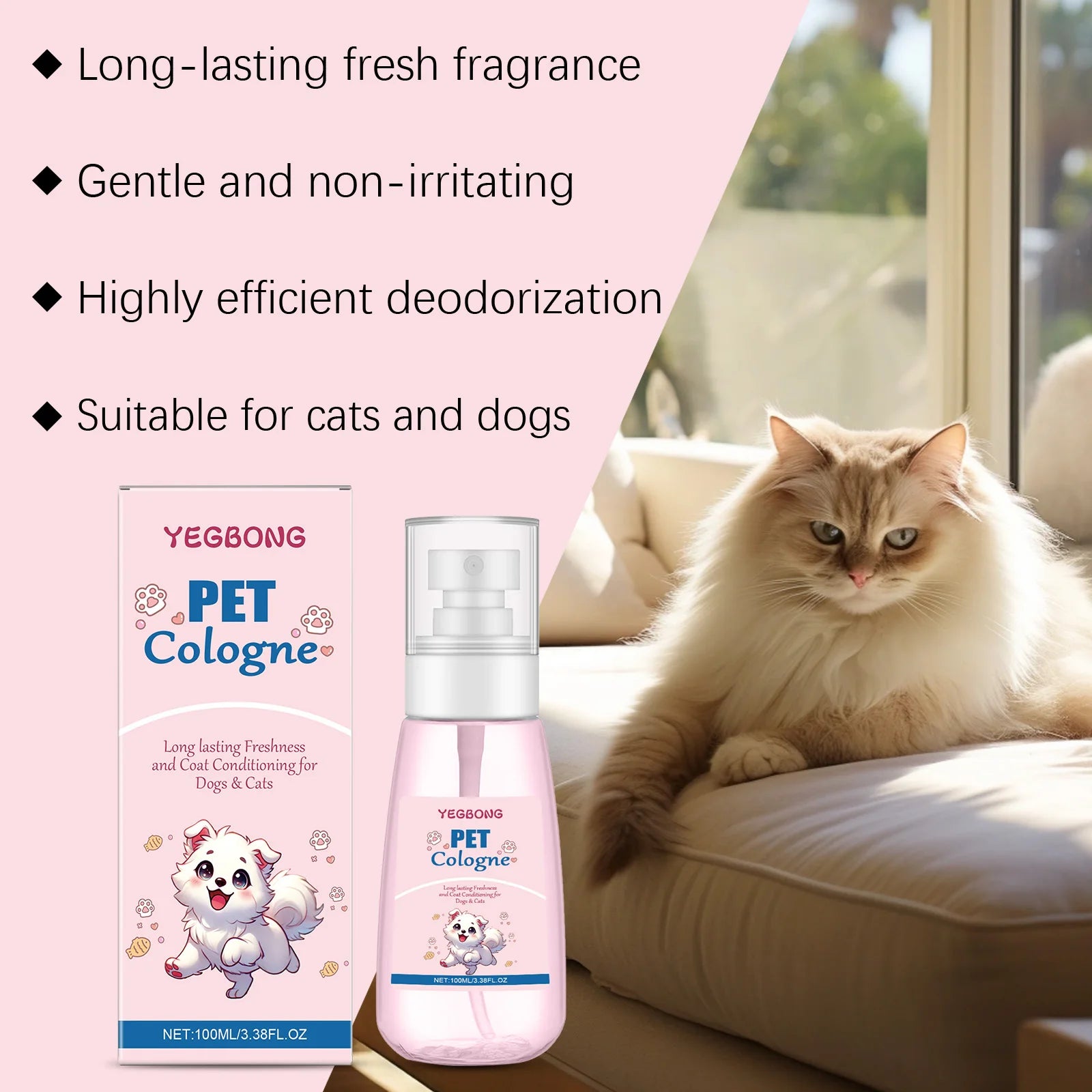 Spray désodorisant pour chien, élimination des odeurs, désodorisant naturel, parfum de Cologne longue durée pour chiens et chats, contrôle des odeurs, produit de nettoyage