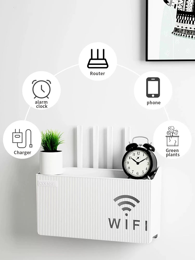 Boîte de rangement pour routeur domestique, WIFI sans fil, décodeur TV, support de rangement mural, pour salon, rangement de tri de chambre à coucher