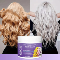Masque capillaire qui élimine les tons jaunes et nourrit en profondeur les cheveux, améliore la brillance des cheveux et restaure la couleur des cheveux.