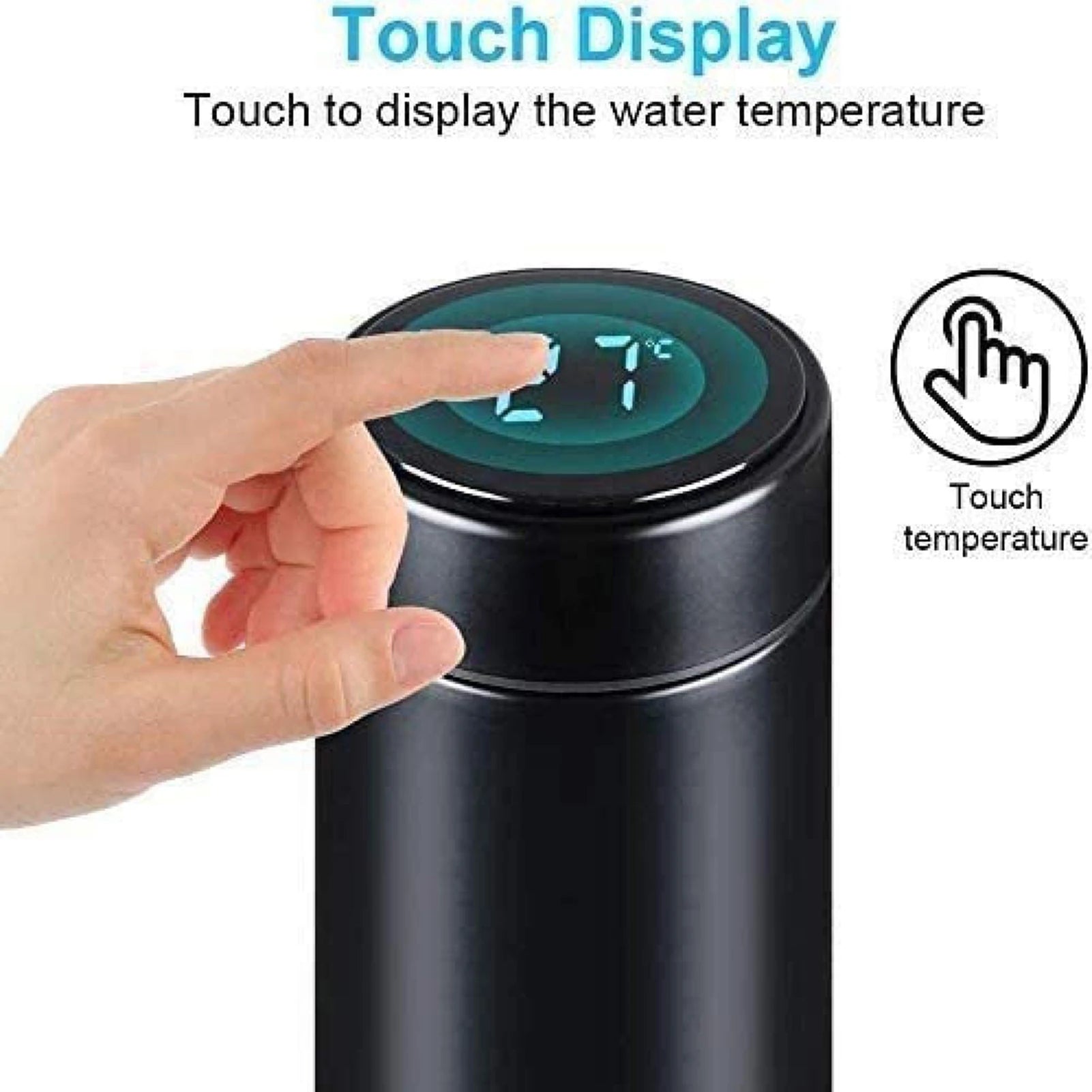 500ml Stainless Steel Vacuum Insulated Smart Water Bottle, LED Temperature Display, Spill-Proof, Portable for Home, Travel and Sports
