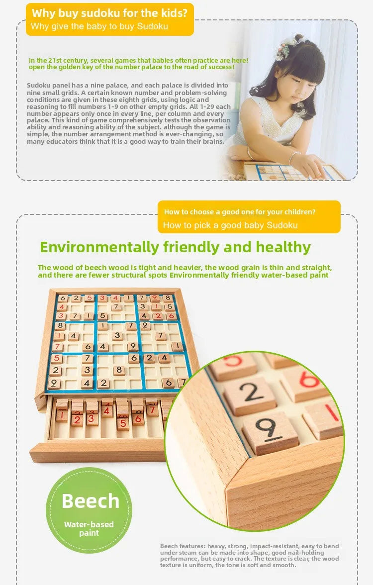 Jeu d'échecs en bois Sudoku Jiugongge, élèves du primaire, pensée logique, Puzzle pour enfants, jeu de société, jouet avec