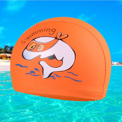 Bonnet de bain imperméable pour enfants, protection des oreilles, en PU, pour garçons et filles, dessin animé, protection des cheveux, natation confortable