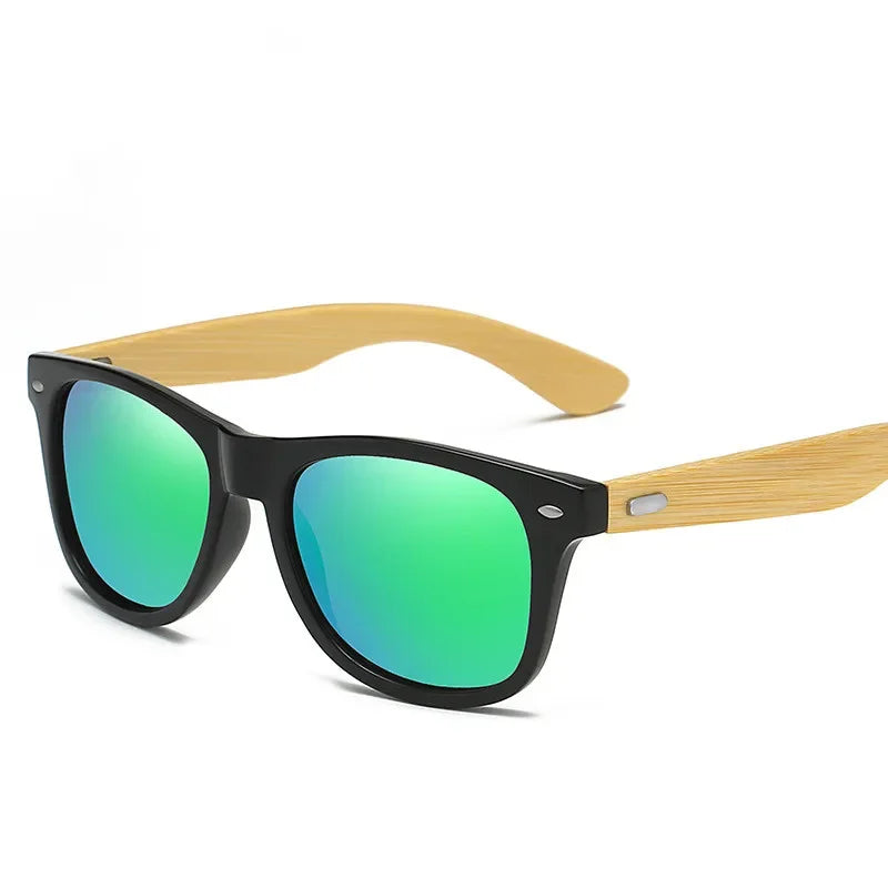 Lunettes de soleil en bois de bambou pour hommes et femmes, classiques, Non polarisées, UV400, Vintage, pour la conduite, noires, pour la pêche, UV400