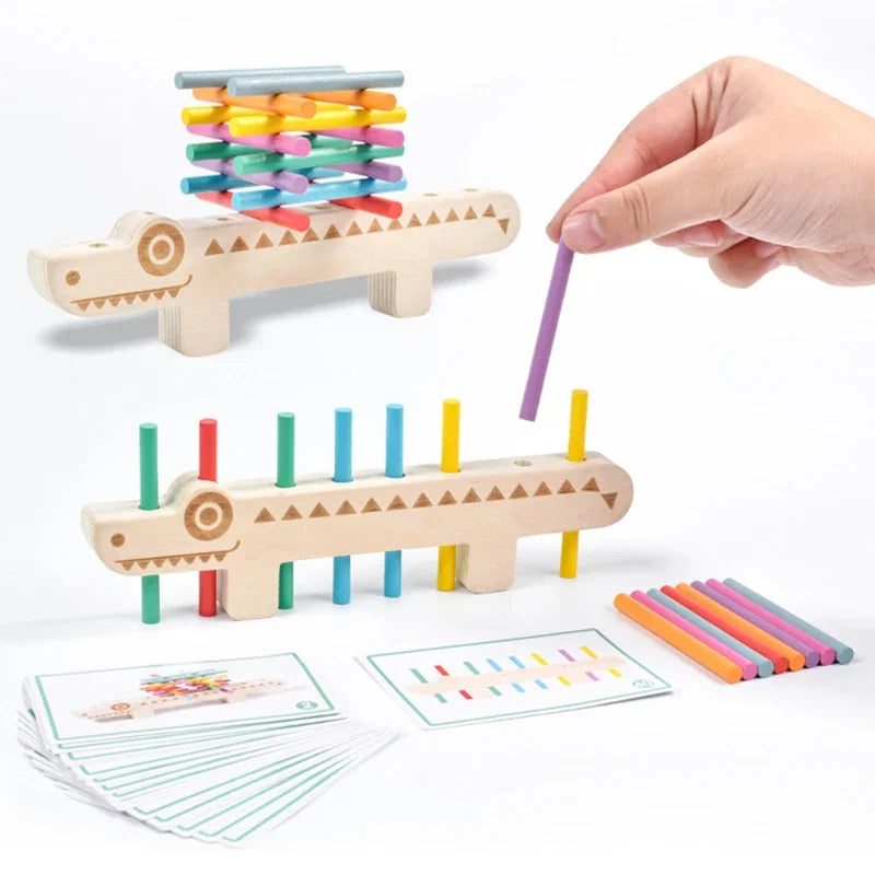 Jouets sensoriels Montessori assortis aux couleurs, bâton d'équilibre en bois, jeu d'entraînement fin, jouet Puzzle pour garçons et filles, cadeau d'anniversaire et de noël