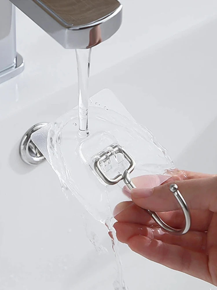 Crochets muraux adhésifs imperméables et robustes, 5/20 pièces, sans clous, transparents, auto-hésion, crochets étanches pour cuisine et salle de bains