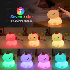 Veilleuse licorne mignonne en Silicone pour enfants, veilleuse LED à intensité variable, lampe licorne Squishy, lampe de chevet Rechargeable