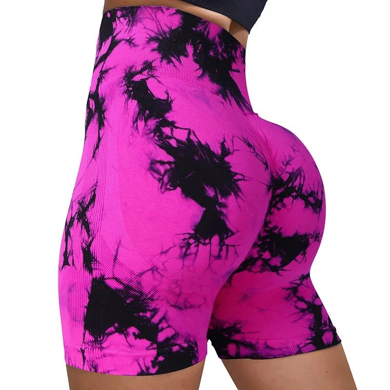 Short de Yoga Tie-Dye pour femmes, short de sport à haute élasticité, Push Up, course à pied, entraînement, Fitness, Leggings de sport courts pour femmes