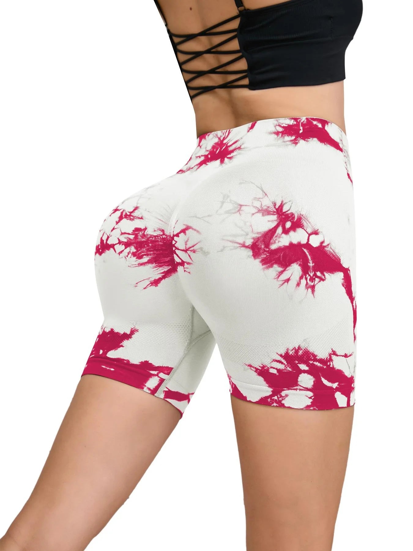 Pantalon de Fitness sans couture teint par nouage pour femmes, taille haute et levage des hanches, short serré de sport, course à pied, Sexy, pêche, Fitness, Yoga