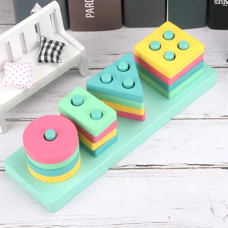 Puzzle Montessori pour enfants de 1 à 3 ans jouets en bois blocs de construction apprentissage document forme match