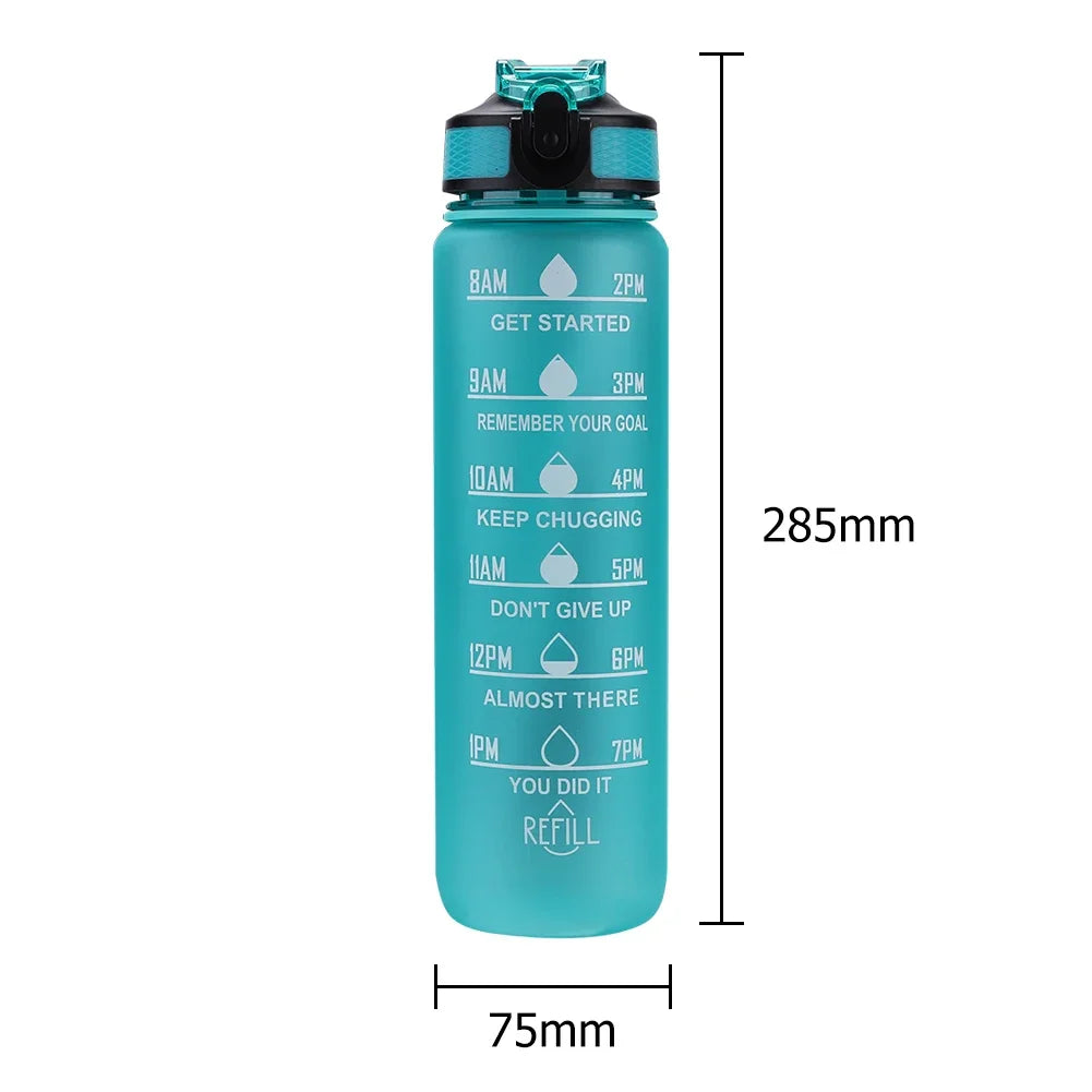 Bouteille d'eau de sport de motivation étanche, carafe à boire HI, carafe de fitness en plein air, carafe de voyage, standardisation de cuisine, 1 litre