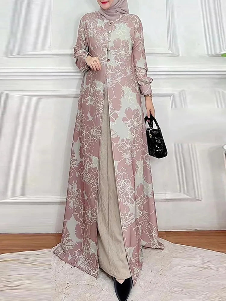 ZANZEA-Robe maxi patchwork à manches longues pour femmes, Abaya musulmane, Robe d'été élégante, Robe imprimée florale, Robe de ramadan, Kaftan éducatif, Mode