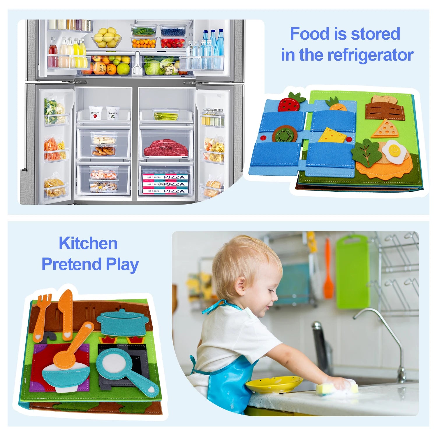 Montessori toy for toddlers, busy book, quiet book, pretend play, early educational activity book with life skills cognition