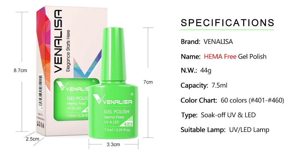 Venalisa VIP4 vernis à ongles 7.5ml HEMA gratuit tremper UV LED Gel vernis couverture complète Super Texture magnifique manucure à ongles