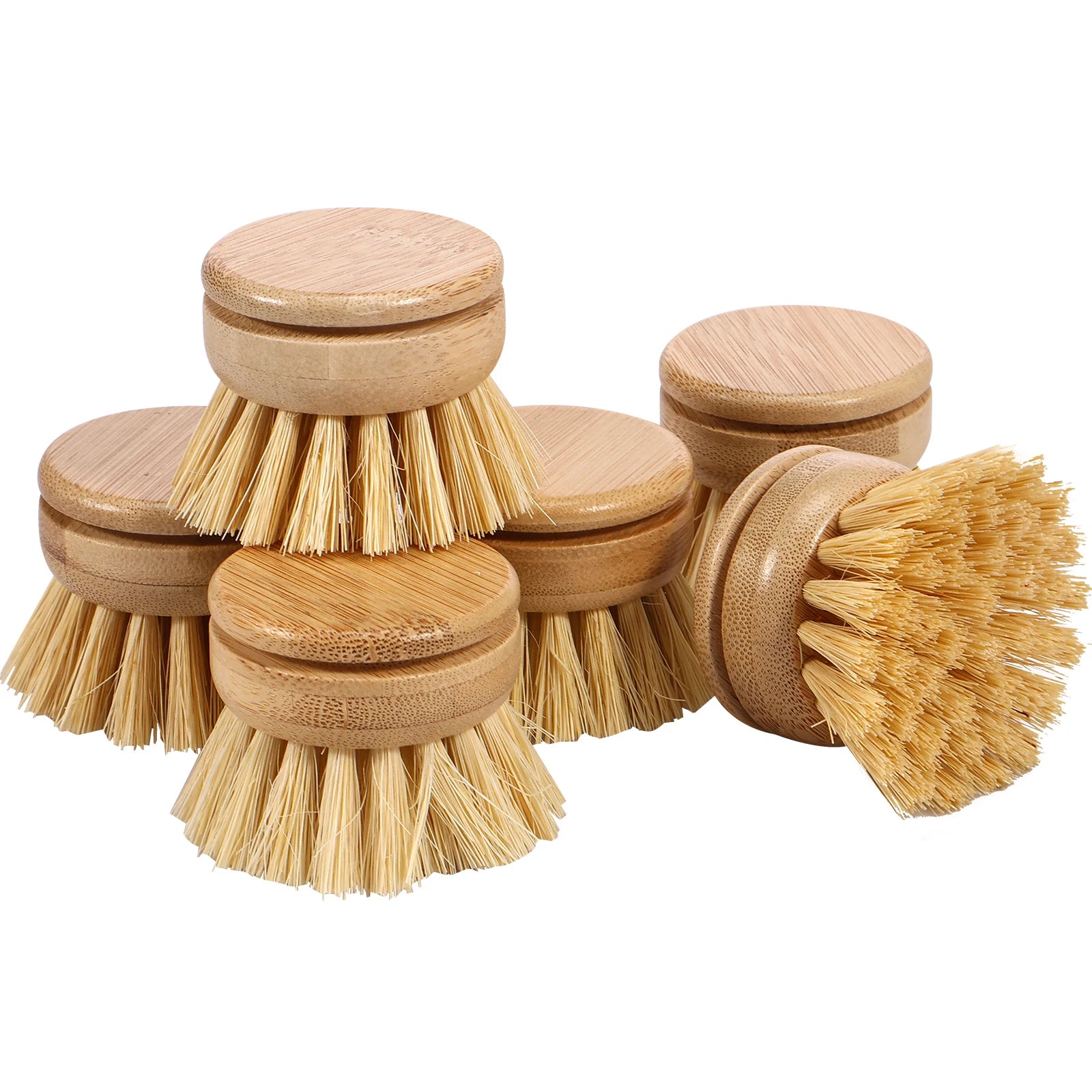 Brosse à vaisselle de cuisine en bambou naturel, outil de nettoyage de cuisine, tête de brosse respectueuse de l'environnement pour laver les casseroles et les cuisinières