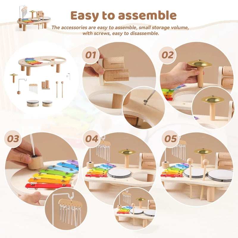 Jouets éducatifs pour bébés, cloches éoliennes en bois, jouets musicaux Montessori pour enfants, Xylophone, cadeaux d'anniversaire pour nouveau-nés, jouets de Table musicale