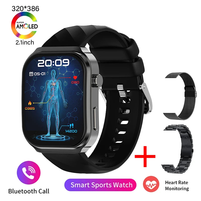 Nouveau montre intelligente pour hommes U13 écran carré de 2.1 pouces résolution 320*386 surveillance de la fréquence cardiaque et de la pression artérielle 2024 montre intelligente