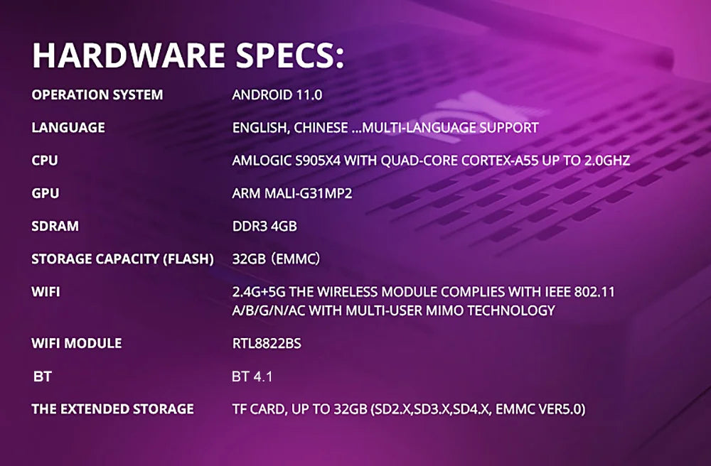 TOBERY-Boîtier Smart TV Android 11, Amlogic S905tage, 4 Go/32 Go, WiFi 1000m, BT, 4K, lecteur multimédia décodeur