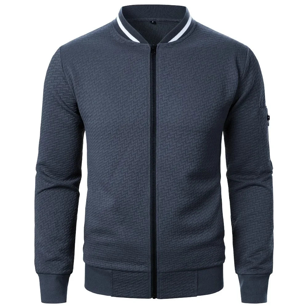 Veste de Baseball pour hommes, Streetwear, nouvelle mode d'automne, vestes décontractées de couleur unie pour hommes, manteau en tissu Jacquard pour hommes