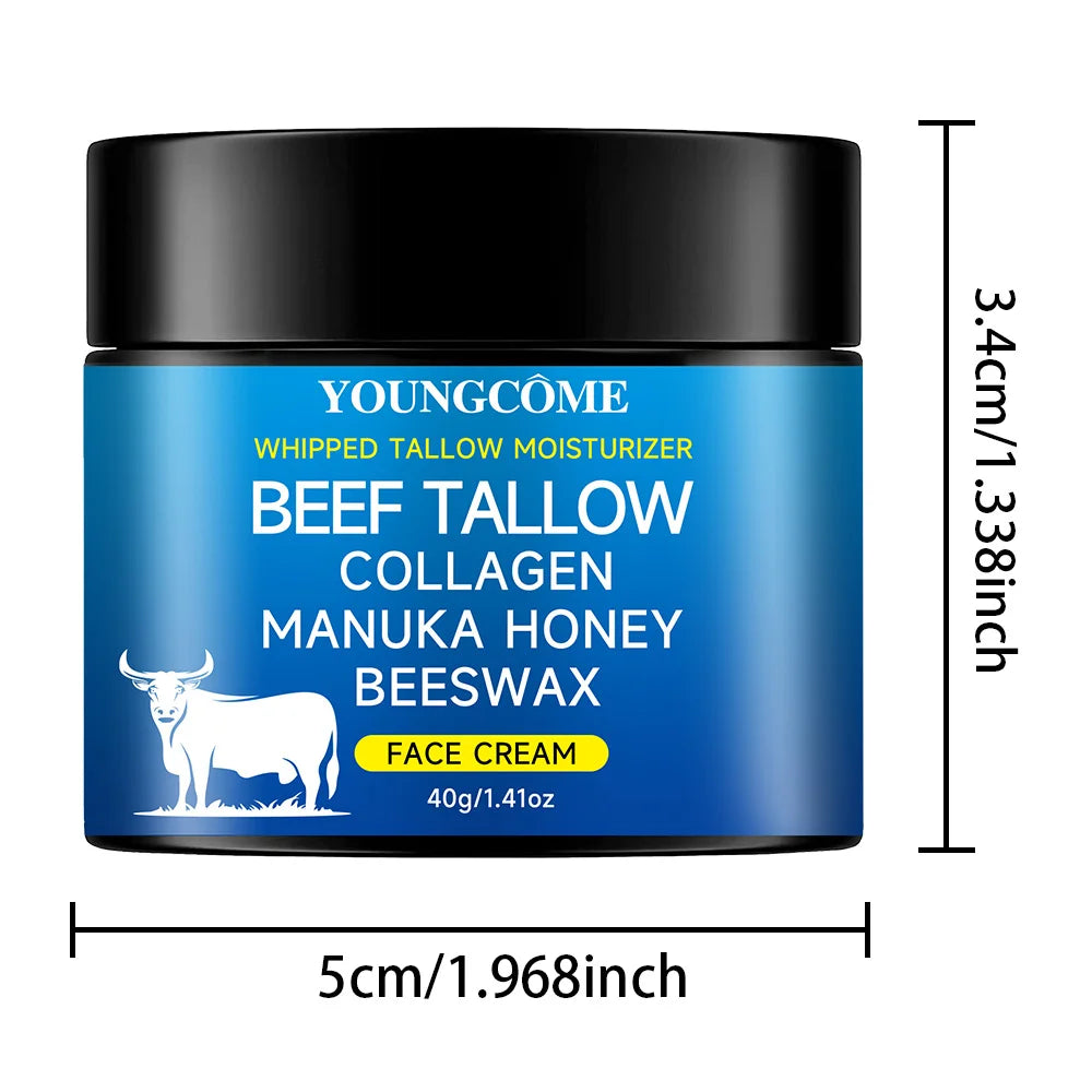 Tallow face cream with raw honey olive oil. Anti-aging face cream, wrinkle-dissolving collagen cream, smooths wrinkles, moisturizes, and firms. 