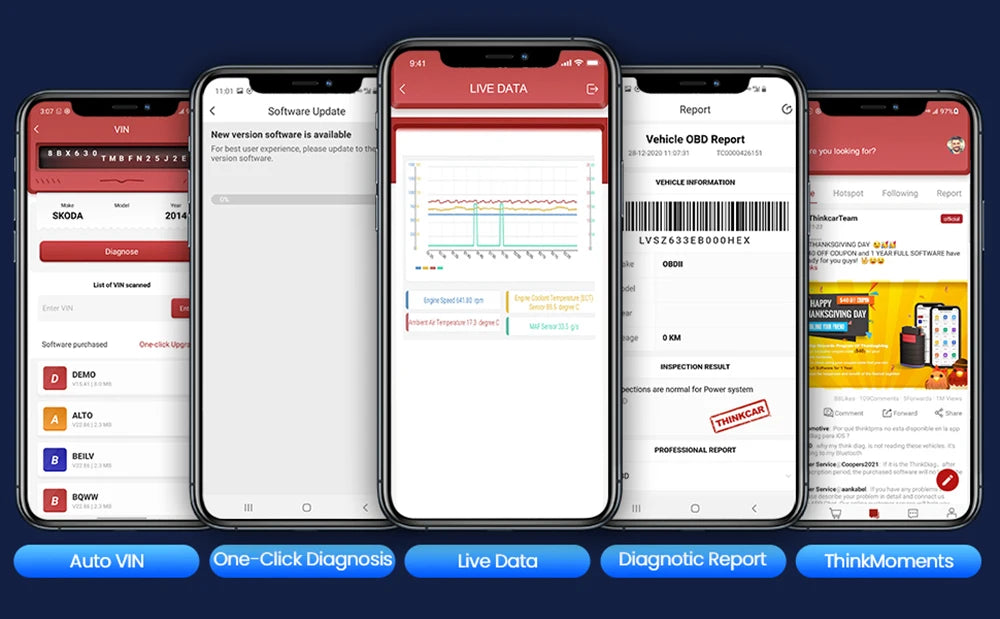THINKCAR ThinkDiag Mini Scanner automobile OBD2, outils de Diagnostic de voiture, lecteur de Code OBD, diagnostic de tous les systèmes, mise à jour gratuite à vie