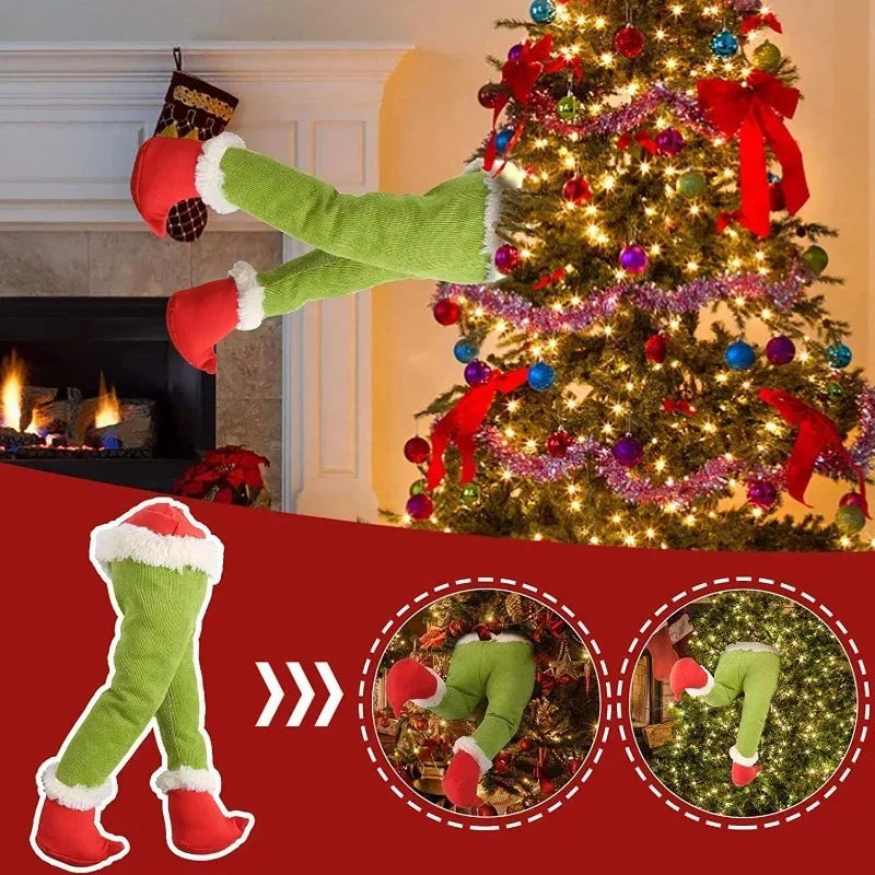 Children's plush Christmas tree decoration, door decoration, Santa's elf legs, home showdown ornaments, gift, surprise supplies