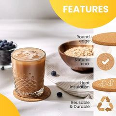 Sous-verres ronds en liège naturel, 10 pièces, tapis en bois, durables, antidérapants, pour thé, café, tasse, porte-boissons, décoration de Table, fournitures pour la maison, bricolage