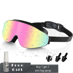Lunettes de natation polarisées pour enfants de 4 à 16 ans, avec spray de brouillard, bouchon d'oreille à clip antarctique, vue large, anti-buée et anti-fuite