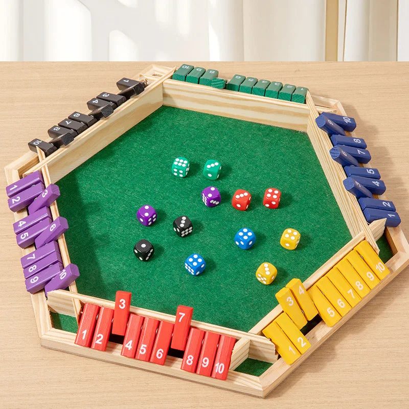 Six-sided flipping game, wooden number game, dice game in a box - parent-child board game, bar party game, leisure game