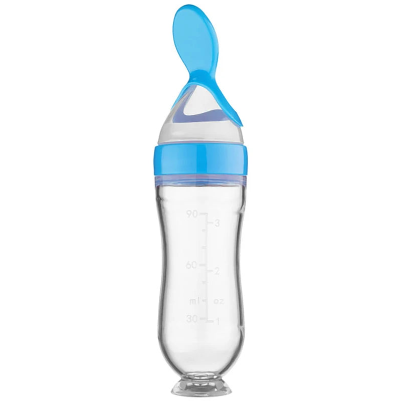 BiSantos à presser en silicone pour bébé, cuillère d'entraînement pour nouveau-né, mangeoire à céréales pour bébé, supplément alimentaire, ustensiles sûrs