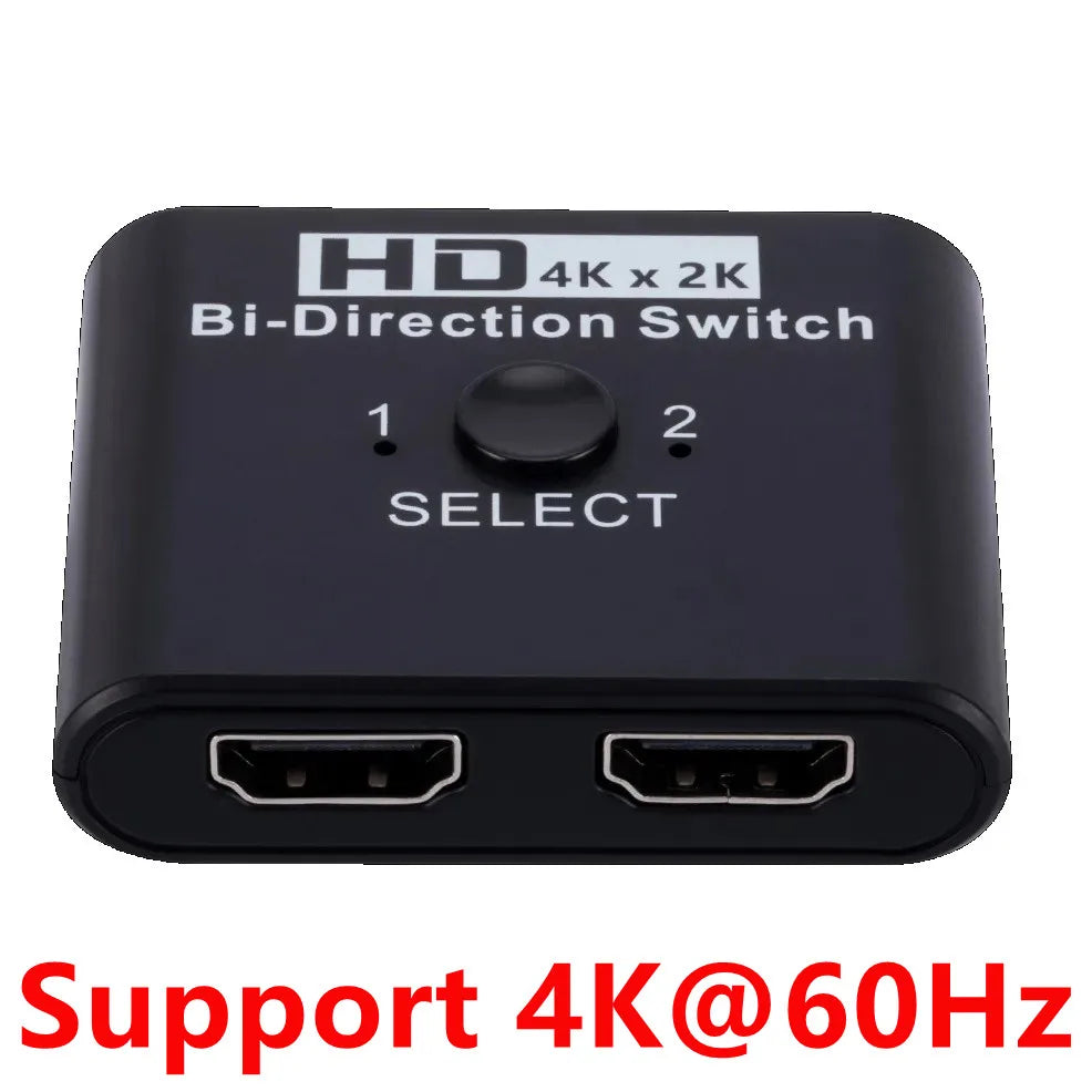 8K 60Hz 4K 120Hz HDMI Switch, 2-Port Bidirectional HDMI Splitter Switch for Laptop, Xbox, PS3/4, TV Box, and Projector/TV Monitoring
