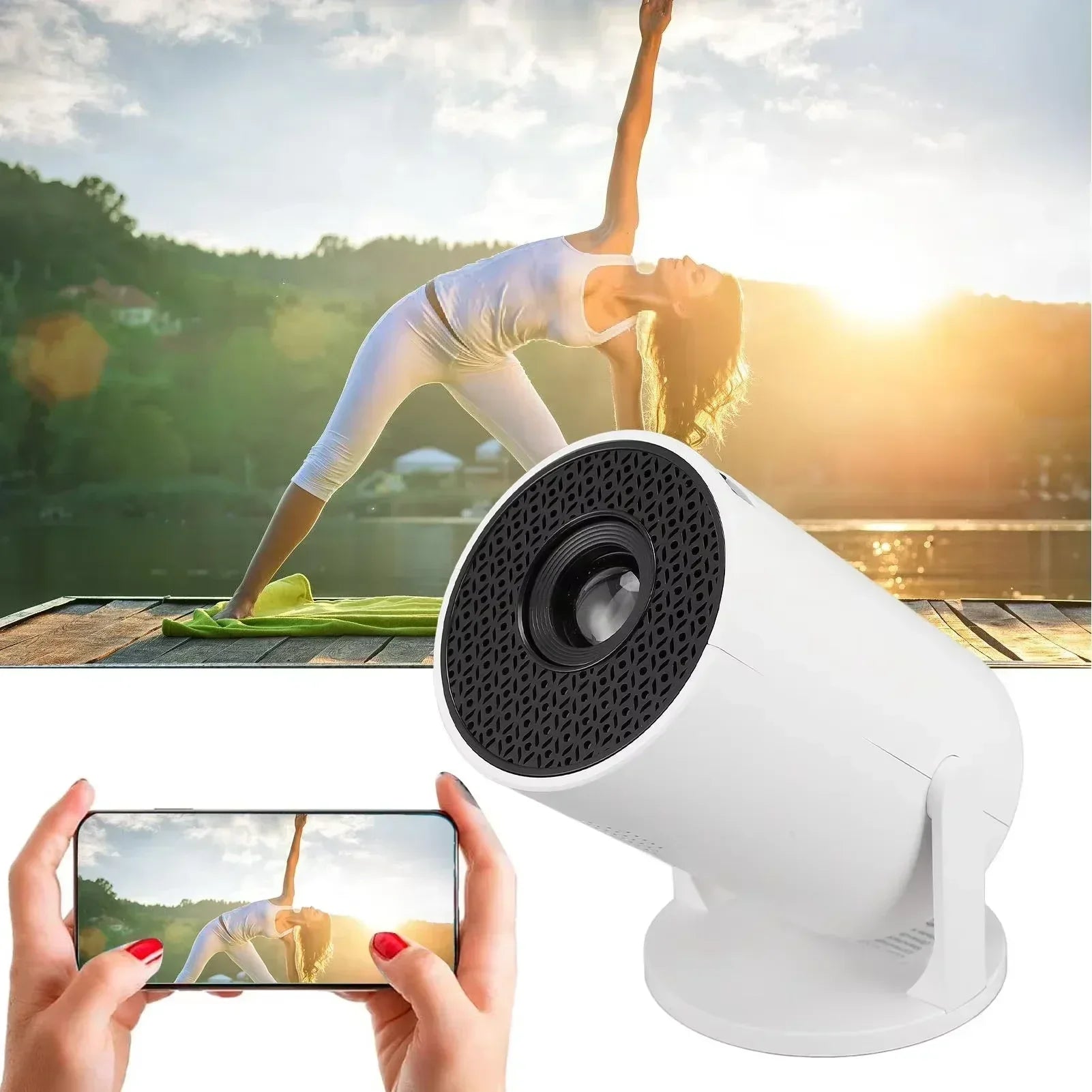 Projecteur de film extérieur 1080P LED, 270 °   Angle réglable, prise en charge USB/TV Box/téléphone/PC pour le camping