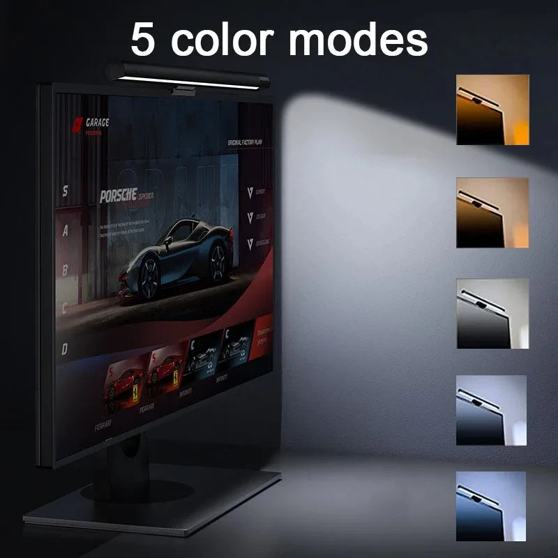 Barre lumineuse d'écran de moniteur de lampe de bureau à LED, escales informatiques RVB, lumières double face pour le travail, l'étude, la lecture, le jeu, l'éclairage de gradation