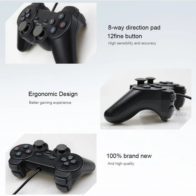 Manette de jeu filaire USB pour WinXP/Win7/Win8/Win10, Joypad pour PC Windows, ordinateur portable, Joystick de jeu noir