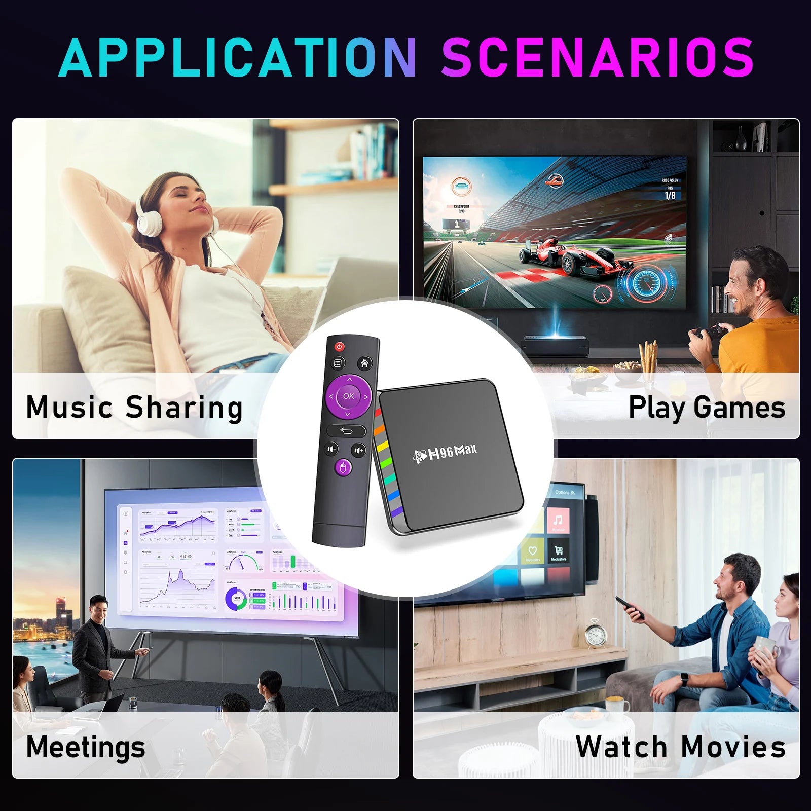 Boîte intelligente de TV Android 11 S905W2 4GB 32GB 64GB AV1 Quad Core WIFI6 4K H96 Max W2 Décodeur Media Player TV Box