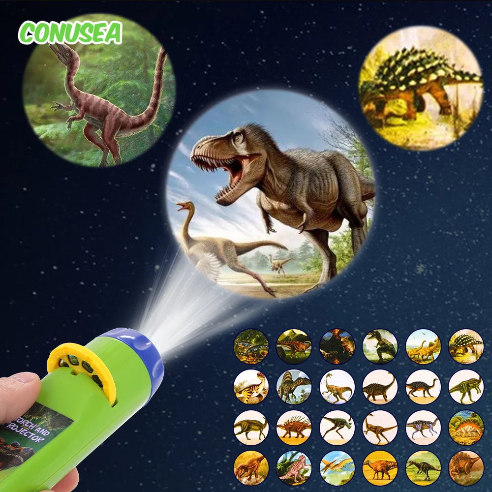Children's Projection Flashlight, Light Projector, Cute Cartoon Dinosaur Educational Toy, Picture Light, Bedtime Learning, Fun Toys for Kids