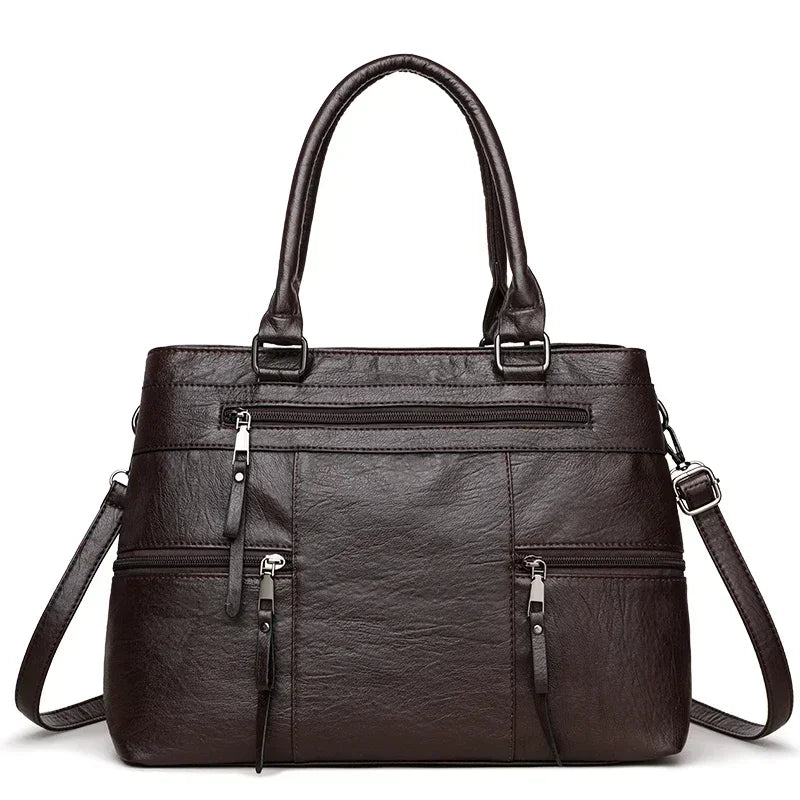 Elegant women's handbag, high-quality leather top-handle bag, ladies' shoulder bag, large casual tote, 2025 trend
