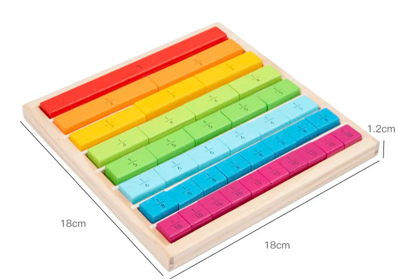 Jouets en bois Montessori fuchsia pour enfants, aides aux mathématiques, bâtons de fraction de document, éducation précoce de la maternelle, jouets d'apprentissage